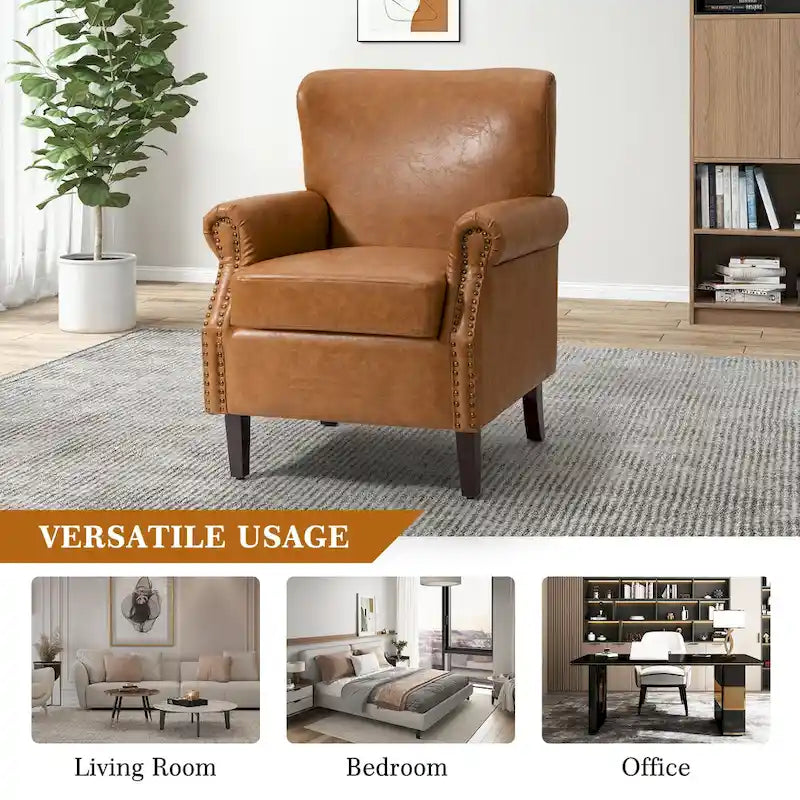 Levi Vegan Transitional Armchair with Rolled Arms Set of 2