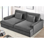 Canapé surdimensionné / canapé-lit double de 94,49 po de largeur en velours avec accoudoirs carrés