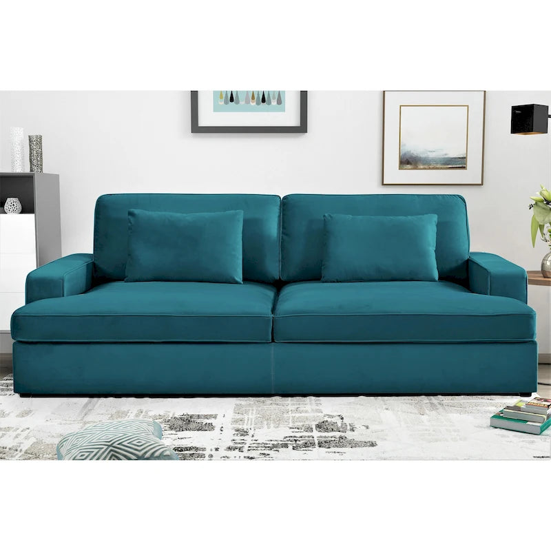 94.49W Velvet Square arms Oversized Sofa / twin-sized Sofa Bed