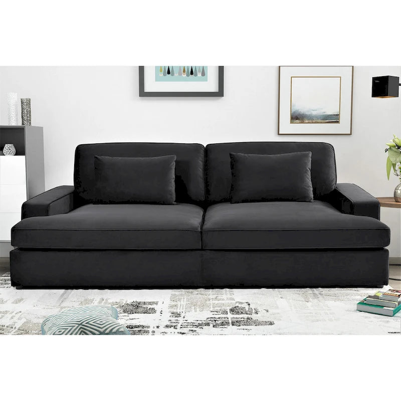 94.49W Velvet Square arms Oversized Sofa / twin-sized Sofa Bed