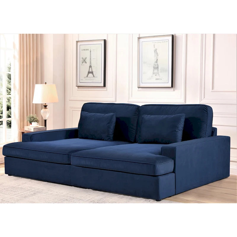 94.49W Velvet Square arms Oversized Sofa / twin-sized Sofa Bed