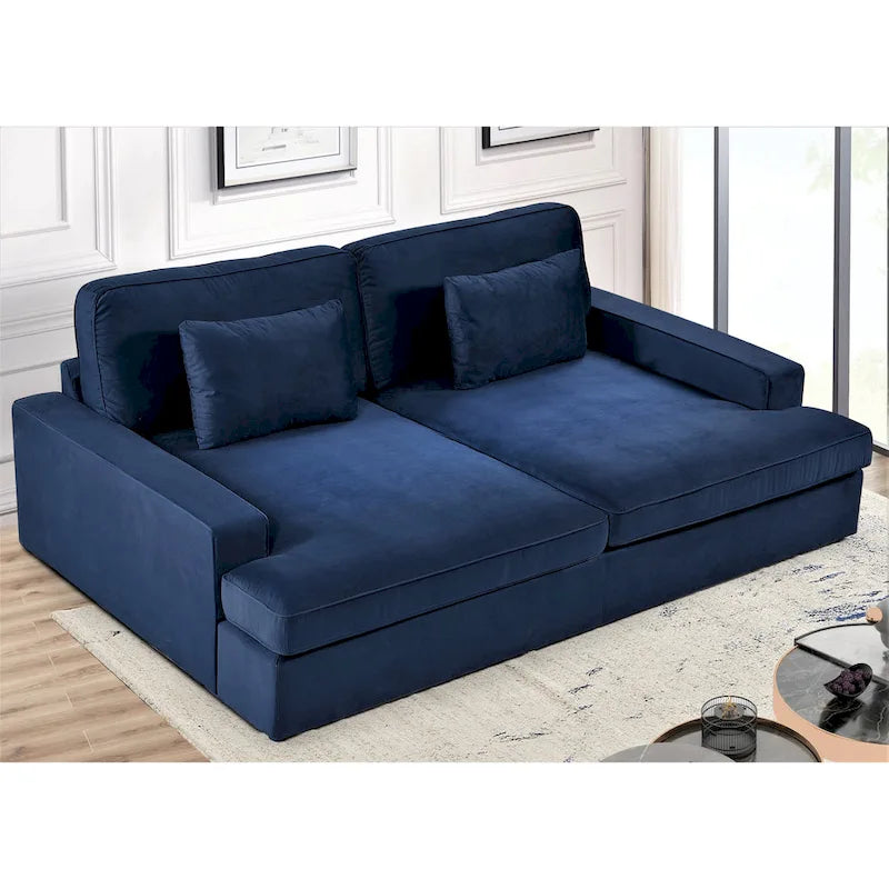 94.49W Velvet Square arms Oversized Sofa / twin-sized Sofa Bed