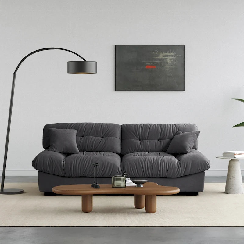 89 Modern Section Sofa with Arms Velvet Fabric Sofa For Living Room
