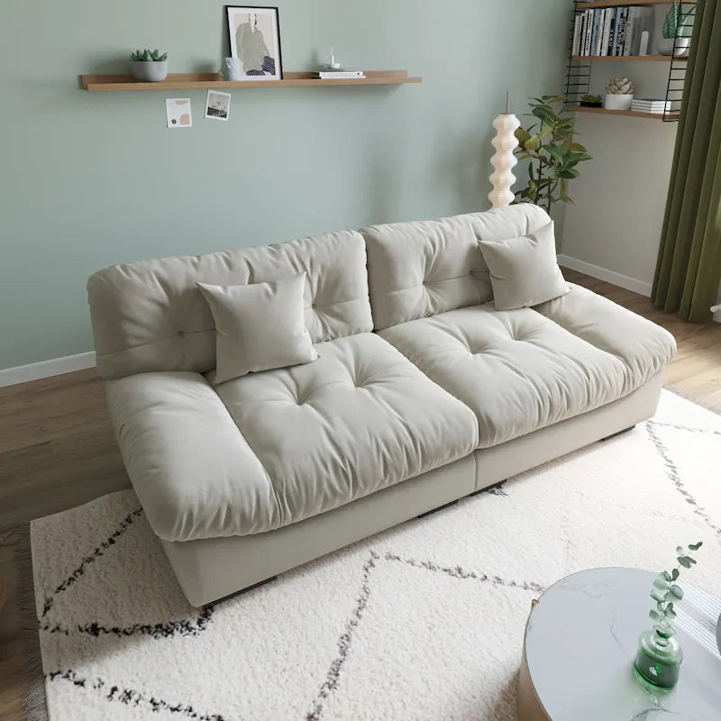 89 Modern Section Sofa with Arms Velvet Fabric Sofa For Living Room