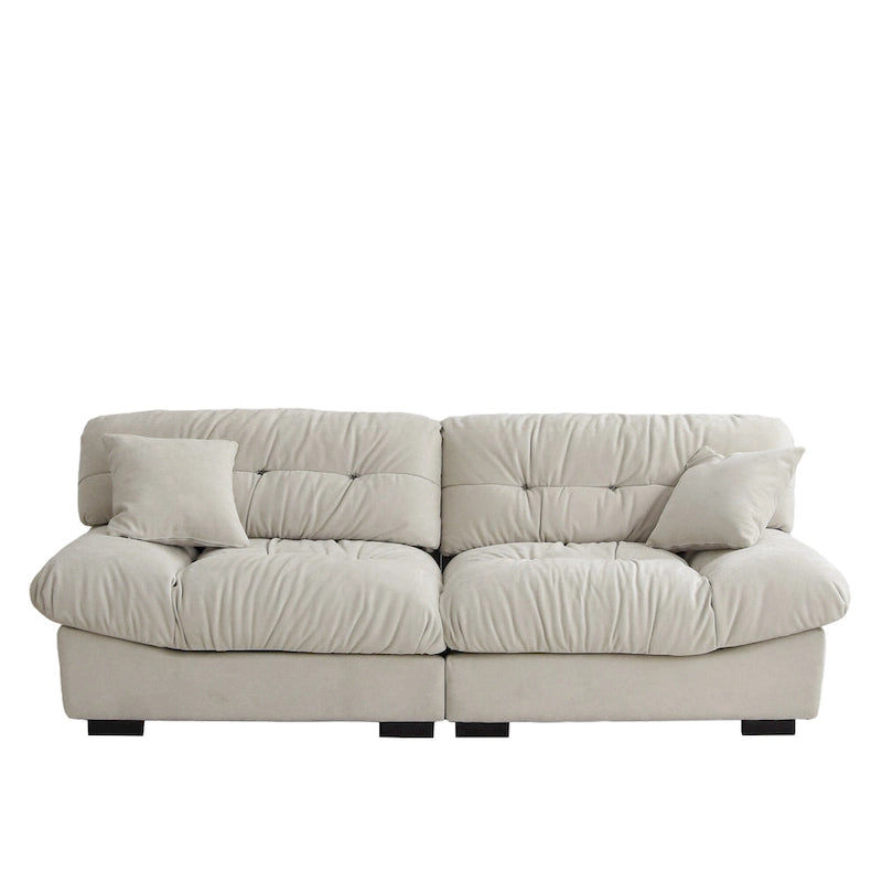 89 Modern Section Sofa with Arms Velvet Fabric Sofa For Living Room