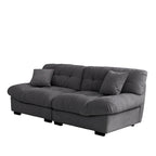 89 Modern Section Sofa with Arms Velvet Fabric Sofa For Living Room