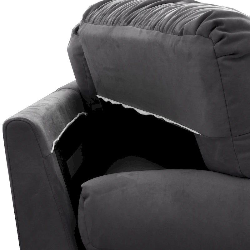 89 Modern Section Sofa with Arms Velvet Fabric Sofa For Living Room