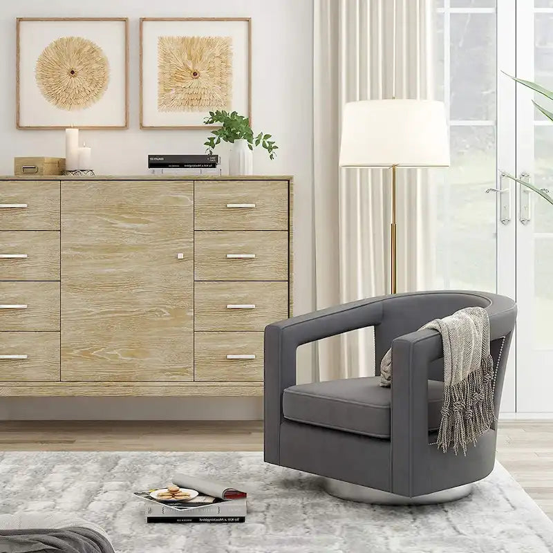 Stark Modern Velvet Swivel Accent Chair