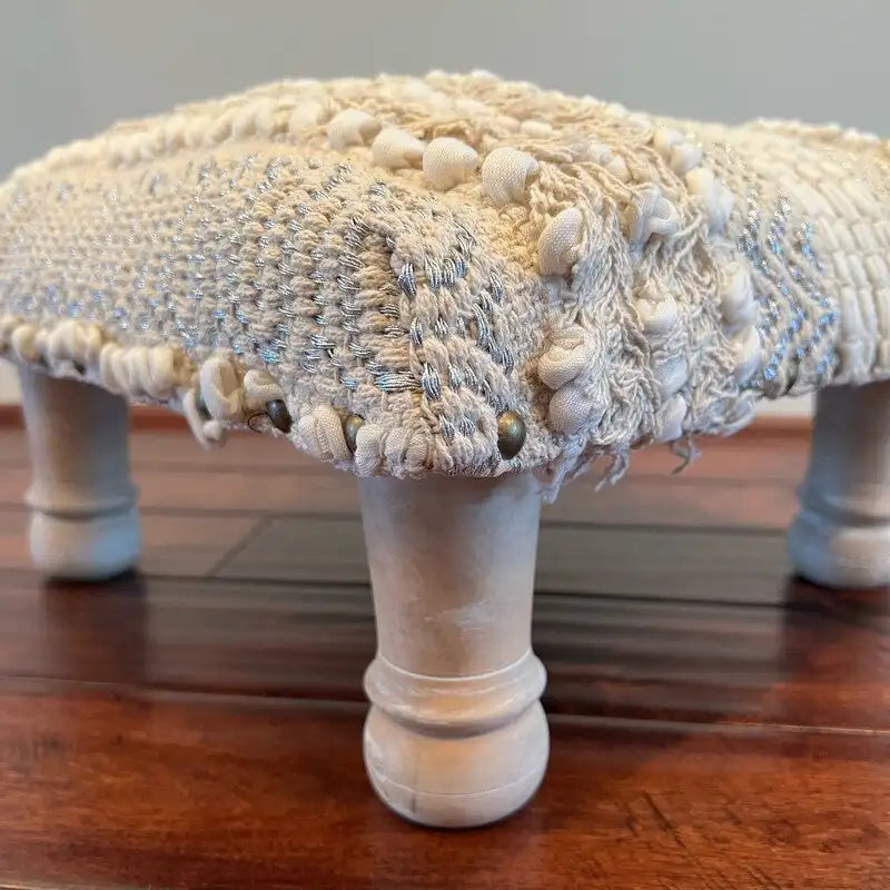 HERAT ORIENTAL Handmade Cotton Dhurrie Upholstered Stool