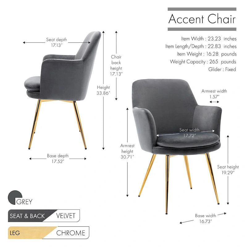 Porthos Home Gemma Velvet and Goldtone Metal Accent Chair