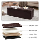 Pouf de rangement pliable, Repose-pieds, Pouf capitonné en cuir, Petit pouf carré pour salon, chambre à coucher, dortoir