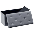 Pouf de rangement pliable, Repose-pieds, Pouf capitonné en cuir, Petit pouf carré pour salon, chambre à coucher, dortoir