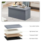 Pouf de rangement pliable, Repose-pieds, Pouf capitonné en cuir, Petit pouf carré pour salon, chambre à coucher, dortoir