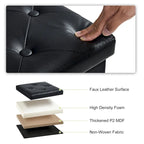 Pouf de rangement pliable, Repose-pieds, Pouf capitonné en cuir, Petit pouf carré pour salon, chambre à coucher, dortoir