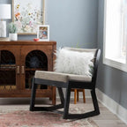 Fauteuil d'appoint Clyde en bois massif noir, piètement luge