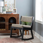 Fauteuil d'appoint Clyde en bois massif noir, piètement luge