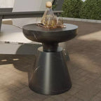 Table d'appoint ronde moderne sur pied LeisureMod Isle en pierre reconstituée
