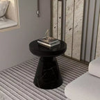 Table d'appoint ronde moderne sur pied LeisureMod Isle en pierre reconstituée