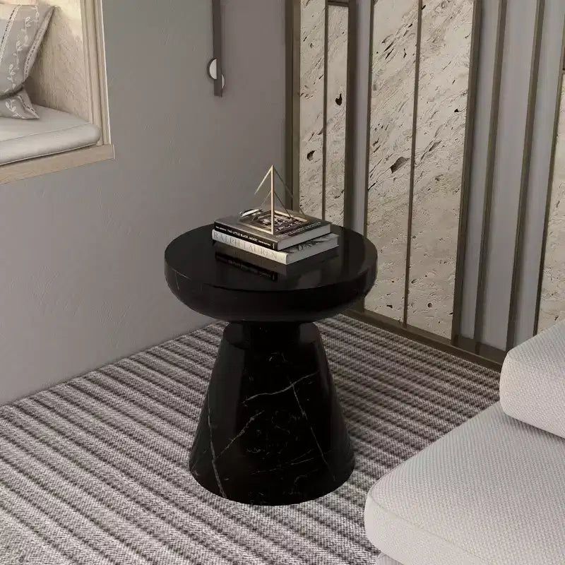 Table d'appoint ronde moderne sur pied LeisureMod Isle en pierre reconstituée