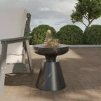Table d'appoint ronde moderne sur pied LeisureMod Isle en pierre reconstituée