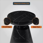 Table d'appoint ronde moderne sur pied LeisureMod Isle en pierre reconstituée