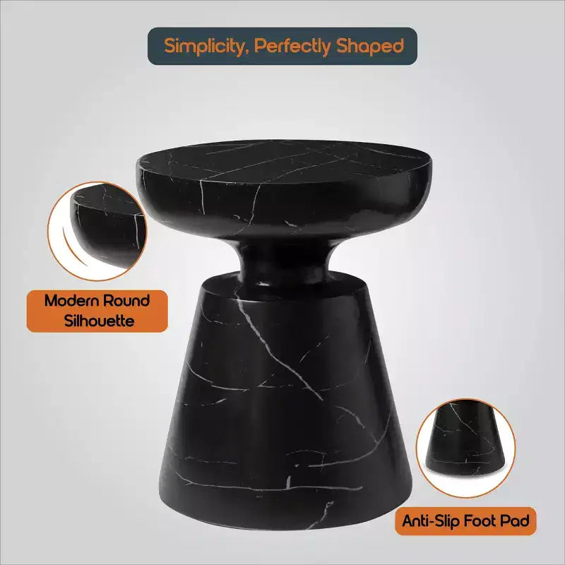 Table d'appoint ronde moderne sur pied LeisureMod Isle en pierre reconstituée