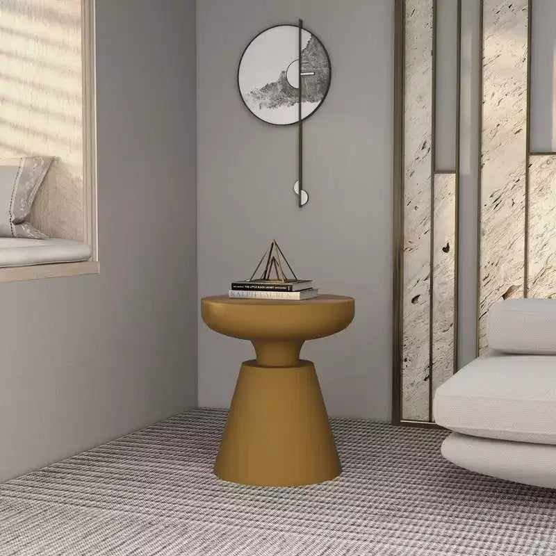 Table d'appoint ronde moderne sur pied LeisureMod Isle en pierre reconstituée