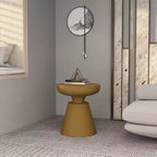 Table d'appoint ronde moderne sur pied LeisureMod Isle en pierre reconstituée