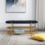 SEYNAR 40 Velvet Upholstered Living Room Bench with Double shoe rack
