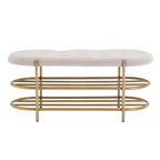 SEYNAR 40 Velvet Upholstered Living Room Bench with Double shoe rack