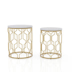 Quarn Modern 16-inch Steel Round 2-Piece Nesting Tables Set by Furniture of America
