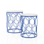 Quarn Modern 16-inch Steel Round 2-Piece Nesting Tables Set by Furniture of America