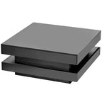 High Gloss Minimalist Design 2-Tier Square Coffee Table with Plug-in 16-color LED Lights Center Table for Living Room