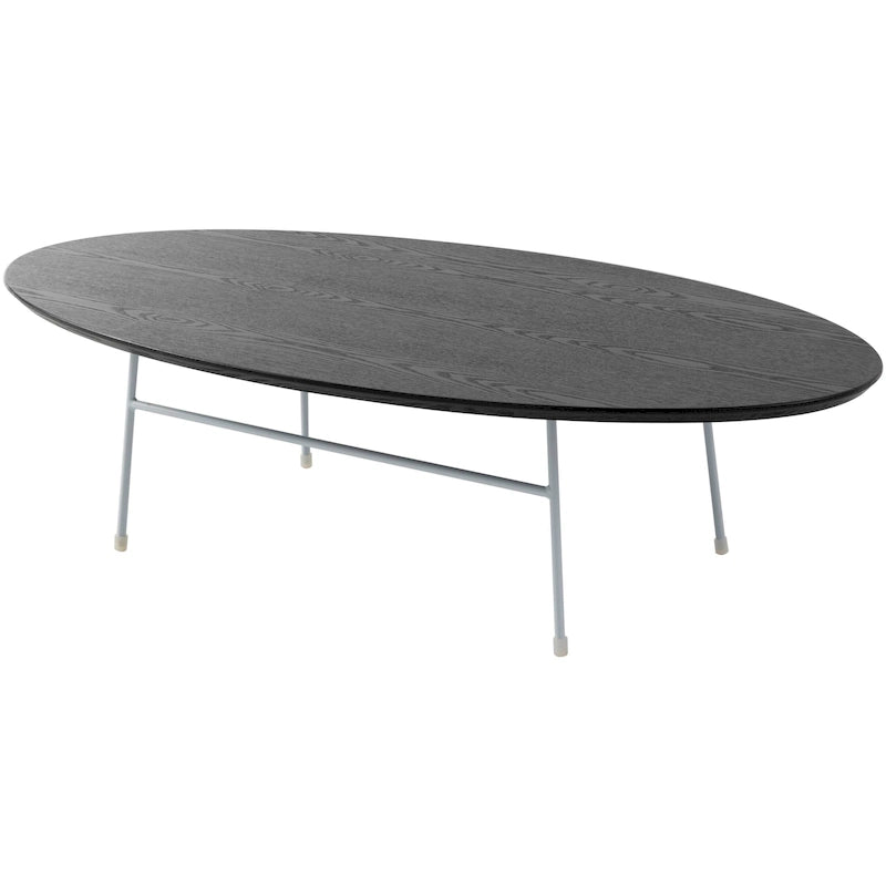 Rossmore Modern Oval Accent Coffee Table with White Powder Coated Steel Frame for Home Office Living Room Bedroom