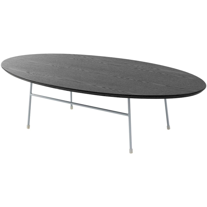 Rossmore Modern Oval Accent Coffee Table with White Powder Coated Steel Frame for Home Office Living Room Bedroom