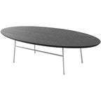 Rossmore Modern Oval Accent Coffee Table with White Powder Coated Steel Frame for Home Office Living Room Bedroom