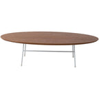 Rossmore Modern Oval Accent Coffee Table with White Powder Coated Steel Frame for Home Office Living Room Bedroom