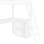 Lit mezzanine en bois double/grand format avec échelle, étagères, tiroir et bureau, 4L - ModernLuxe