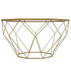 Malibu 29 Modern Octagon Center Coffee Table with Tempered Glass Table top & Sturdy Metal Geometric Base for Living Room Office