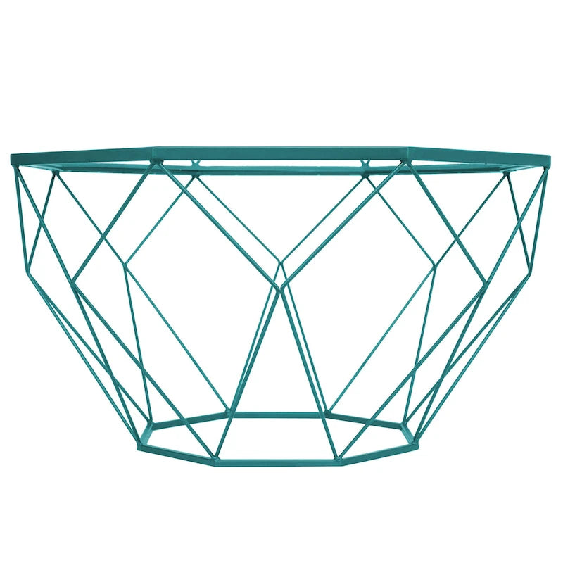 Malibu 29 Modern Octagon Center Coffee Table with Tempered Glass Table top & Sturdy Metal Geometric Base for Living Room Office