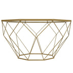 Malibu 29 Modern Octagon Center Coffee Table with Tempered Glass Table top & Sturdy Metal Geometric Base for Living Room Office