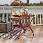 Zonnie Contemporary Steel 2-Shelf Folding Server Cart with Wheeled Base by Furniture of America