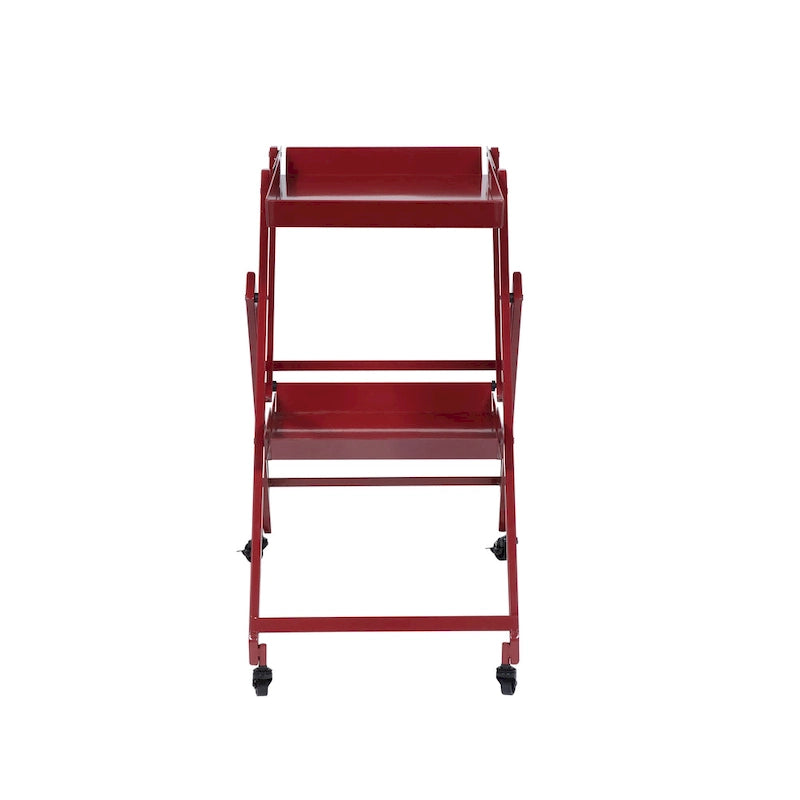 Zonnie Contemporary Steel 2-Shelf Folding Server Cart with Wheeled Base by Furniture of America
