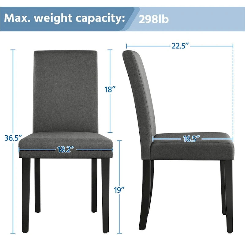 Yaheetech 4pcs Upholstered Fabric Dining Chairs with Solid Wood Legs For Dining Room - N/A
