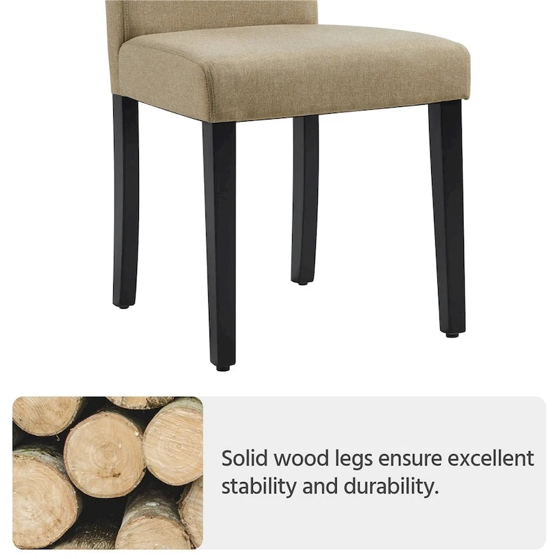 Yaheetech 4pcs Upholstered Fabric Dining Chairs with Solid Wood Legs For Dining Room - N/A