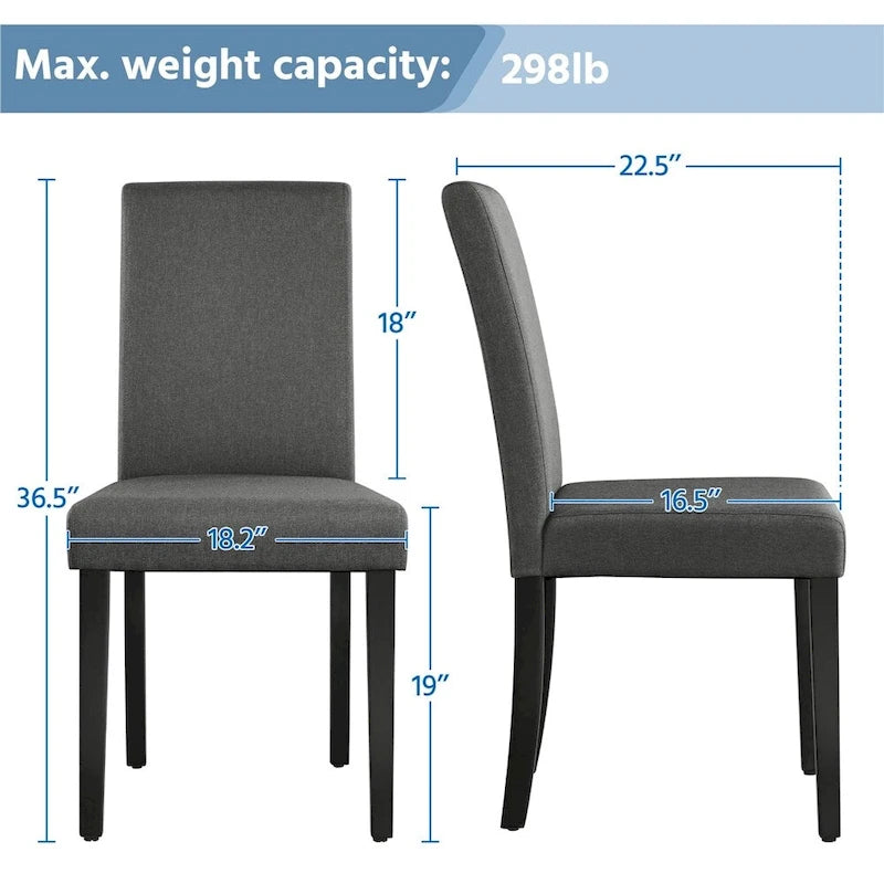 Yaheetech 4pcs Upholstered Fabric Dining Chairs with Solid Wood Legs For Dining Room - N/A