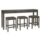 Caitbrook – Ensemble de 4 chaises de bar et table de salle à manger rectangulaire, gris