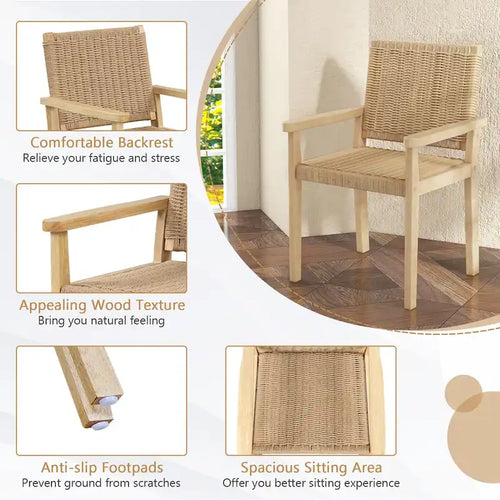 Lot de 2/4 tabourets de bar sans dossier 18" avec cadre en bois et assise en papier tressé