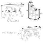 6-Piece Wood Counter Height Dining Table Set with Storage Shelf