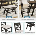 6-Piece Wood Counter Height Dining Table Set with Storage Shelf